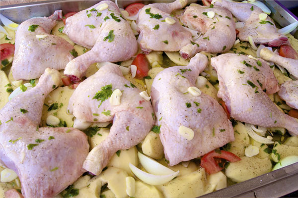 Pollo asado con patatas - Preparación