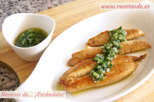 Huevas de pescado aliñadas con salsa verde