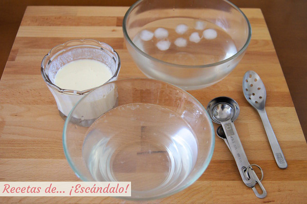 Preparacion de las esferas de yogur