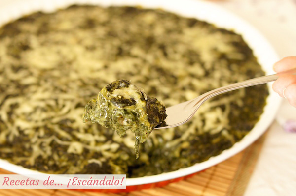 Receta de espinacas a la crema gratinadas, muy facil