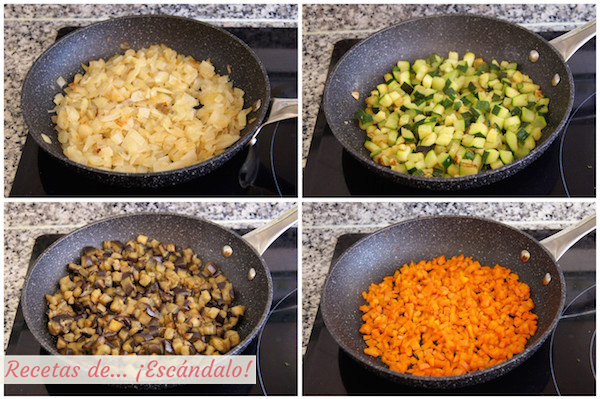 Verduras salteadas para la lasana