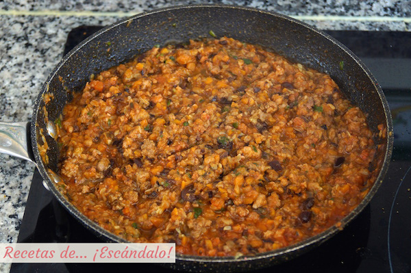 Relleno de carne para los calabacines