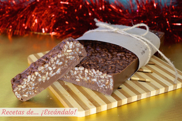 Turron de chocolate casero y crujiente, receta muy facil