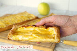 Tarta de manzana con hojaldre y crema pastelera