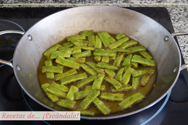 Judias verdes o alubias verdes para el arroz con verduras