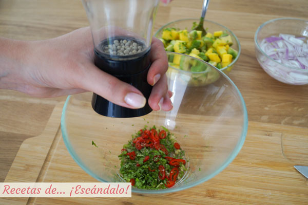 Pimienta blanca para el ceviche