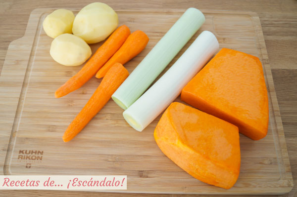 Ingredientes para el pure de calabaza