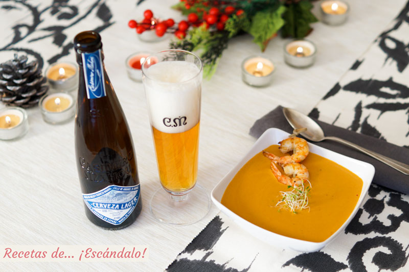 Crema de langostinos casera. Receta de Navidad
