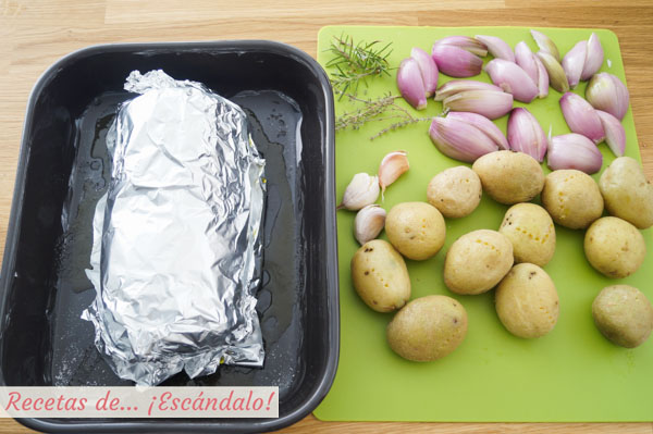 Lomo de cerdo relleno y guarnicion