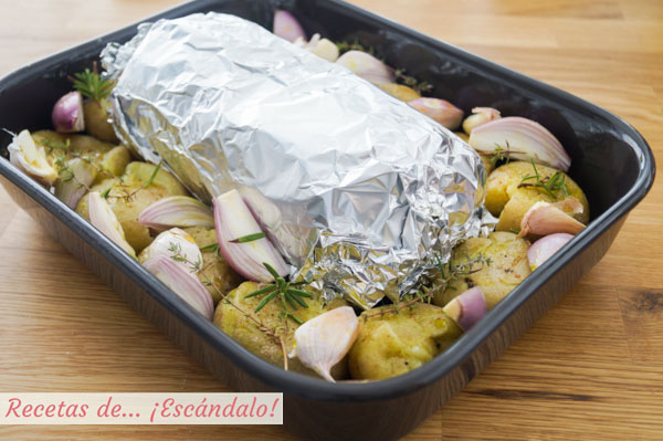 Lomo relleno al horno con patatas