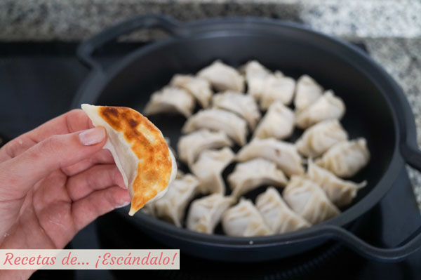 Gyozas a la sarten con base tostada