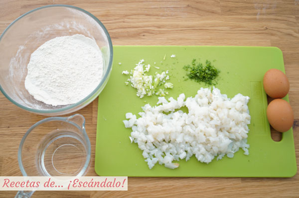 Ingredientes bunuelos de bacalao