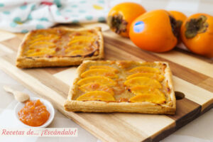 Tarta de hojaldre y crema pastelera con kaki Persimon®