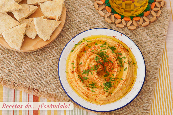 Como hacer hummus de garbanzos casero, un aperitivo fantastico