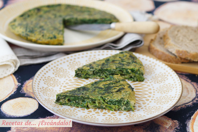 Tortilla de espinacas frescas, muy rica y sencilla
