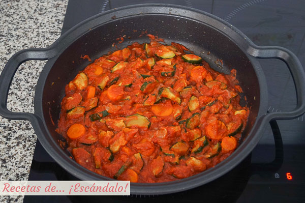 Sofrito para potaje de garbanzos con verduras