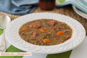 Lentejas con chorizo y verduras en Thermomix. Receta tradicional