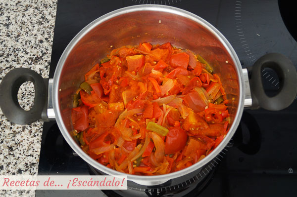 Verduras para catchup cocinadas
