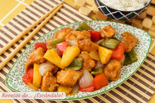 Como hacer pollo agridulce al estilo chino con pina, super sabroso.jpg