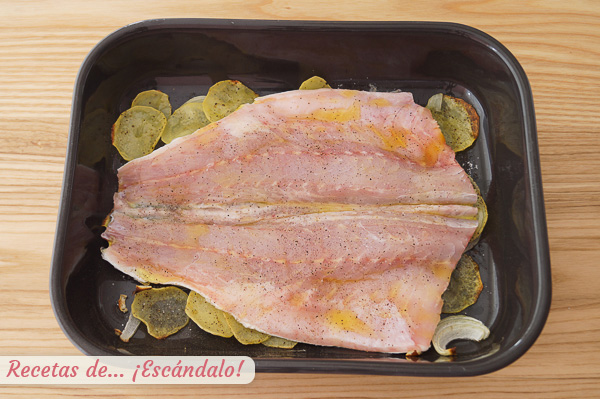 Lubina asada a la espalda