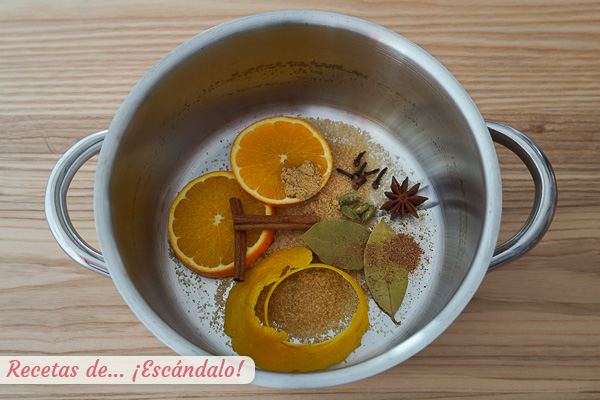 Ingredientes gluhwein vino especiado casero