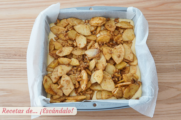 Manzanas y nueces bizcocho casero