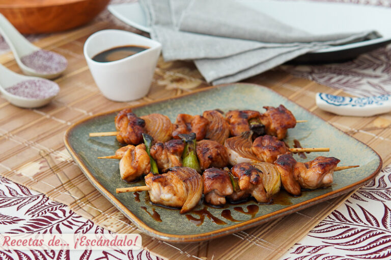 Yakitori de pollo con salsa teriyaki. Receta japonesa Recetas de