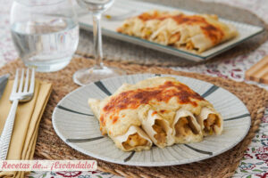 Canelones de marisco y pescado con bechamel de mostaza y eneldo