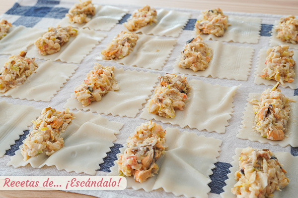 Canelones rellenos de marisco y pescado