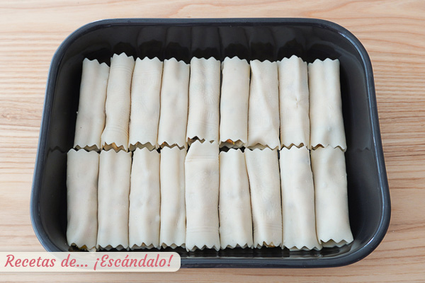 Canelones rellenos de pescado y marisco