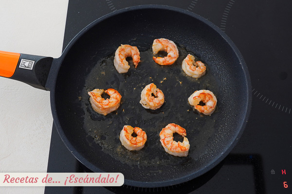 Gambas a la plancha canelones