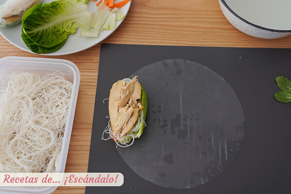 Pollo asado rollos vietnamitas